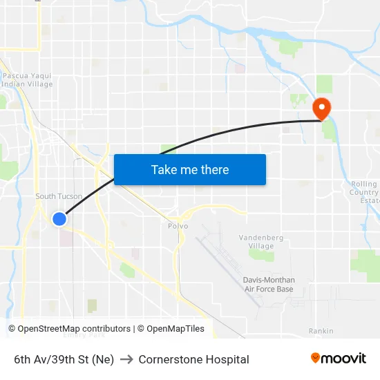 6th Av/39th St (Ne) to Cornerstone Hospital map