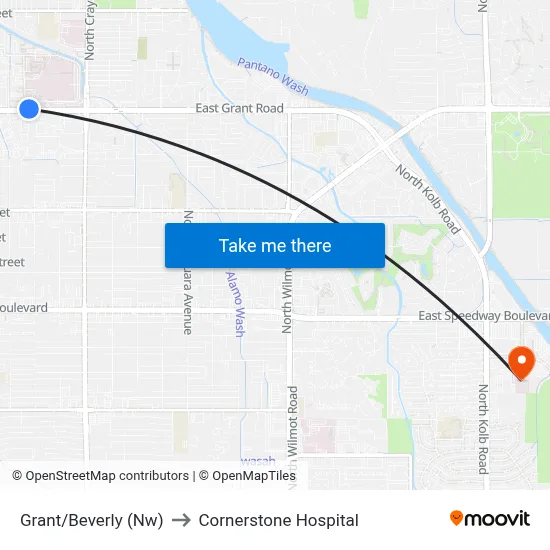 Grant/Beverly (Nw) to Cornerstone Hospital map