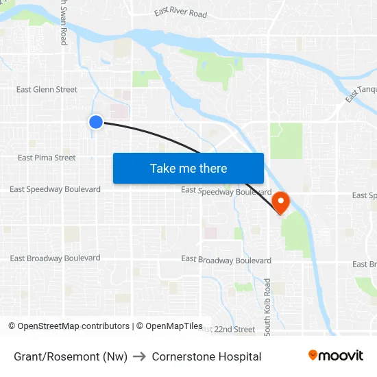 Grant/Rosemont (Nw) to Cornerstone Hospital map