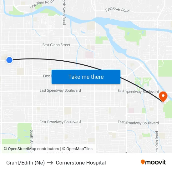 Grant/Edith (Ne) to Cornerstone Hospital map