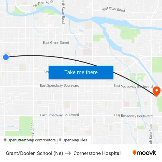 Grant/Doolen School (Ne) to Cornerstone Hospital map