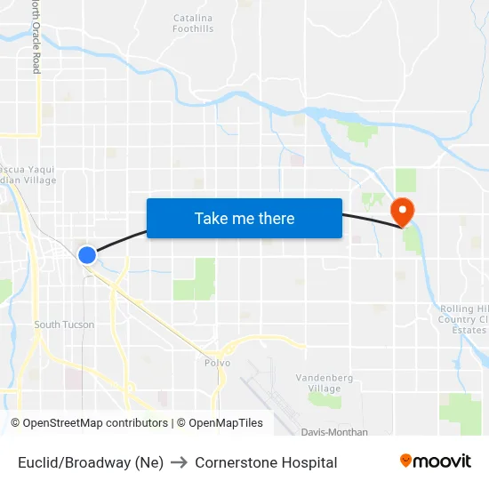Euclid/Broadway (Ne) to Cornerstone Hospital map