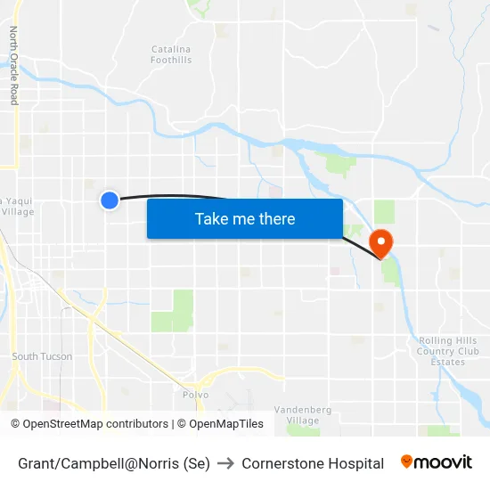 Grant/Campbell@Norris (Se) to Cornerstone Hospital map