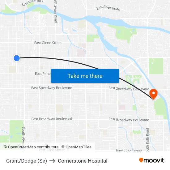 Grant/Dodge (Se) to Cornerstone Hospital map