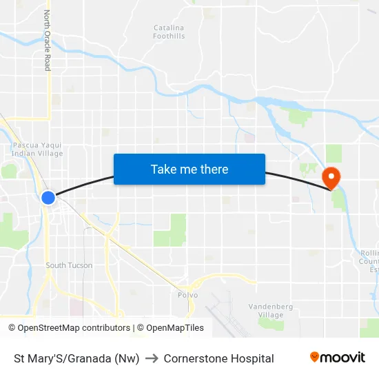 St Mary'S/Granada (Nw) to Cornerstone Hospital map