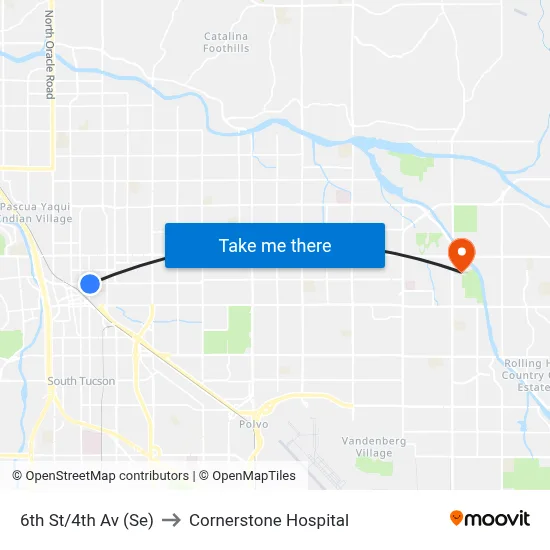 6th St/4th Av (Se) to Cornerstone Hospital map