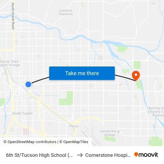 6th St/Tucson High School (Eb) to Cornerstone Hospital map