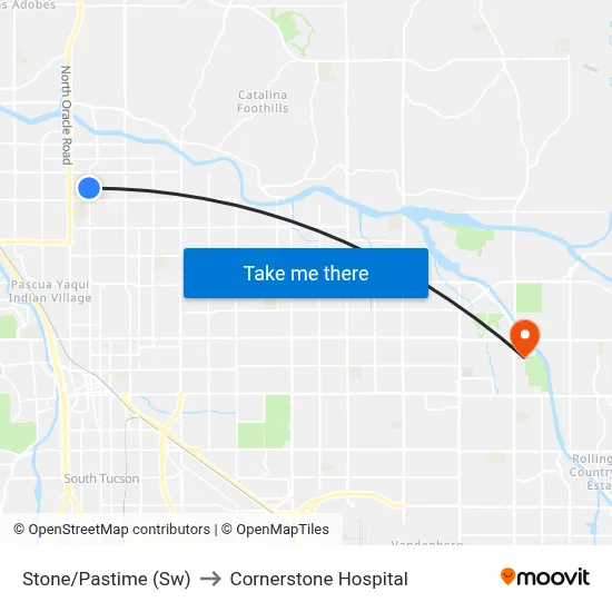 Stone/Pastime (Sw) to Cornerstone Hospital map