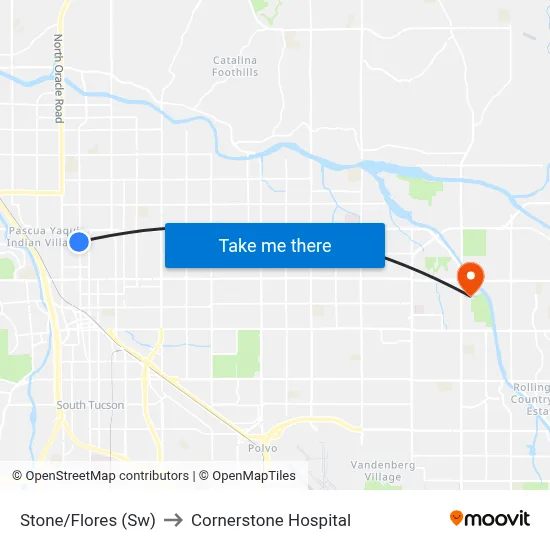 Stone/Flores (Sw) to Cornerstone Hospital map