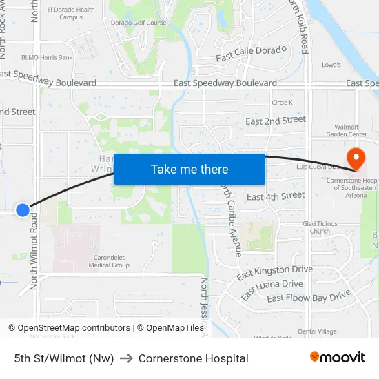 5th St/Wilmot (Nw) to Cornerstone Hospital map