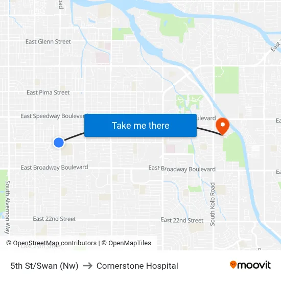 5th St/Swan (Nw) to Cornerstone Hospital map
