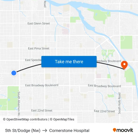 5th St/Dodge (Nw) to Cornerstone Hospital map