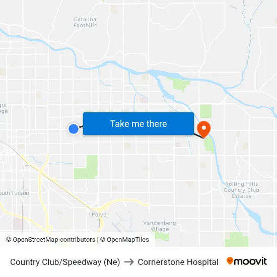 Country Club/Speedway (Ne) to Cornerstone Hospital map