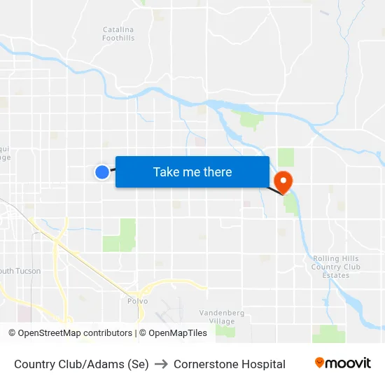 Country Club/Adams (Se) to Cornerstone Hospital map