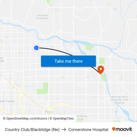 Country Club/Blacklidge (Ne) to Cornerstone Hospital map