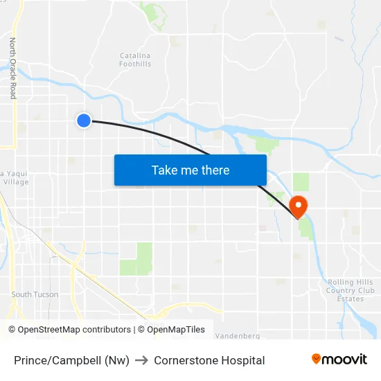 Prince/Campbell (Nw) to Cornerstone Hospital map