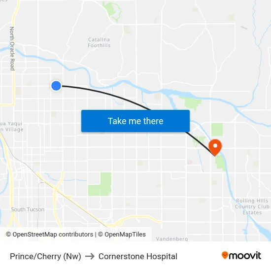 Prince/Cherry (Nw) to Cornerstone Hospital map