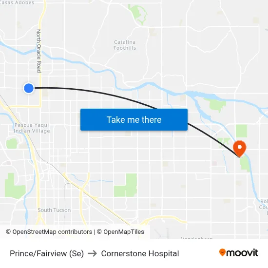 Prince/Fairview (Se) to Cornerstone Hospital map