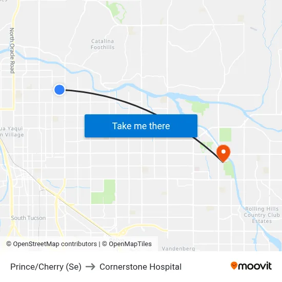Prince/Cherry (Se) to Cornerstone Hospital map