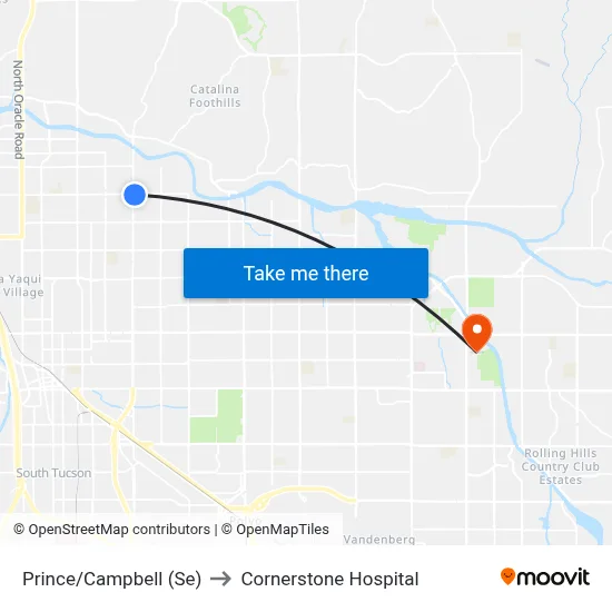 Prince/Campbell (Se) to Cornerstone Hospital map