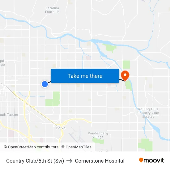 Country Club/5th St (Sw) to Cornerstone Hospital map