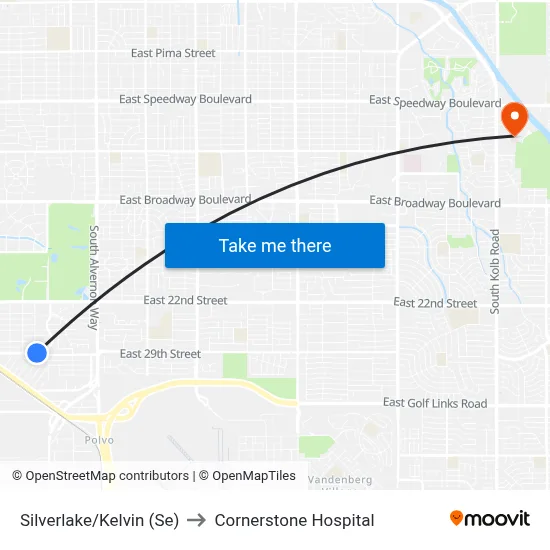 Silverlake/Kelvin (Se) to Cornerstone Hospital map