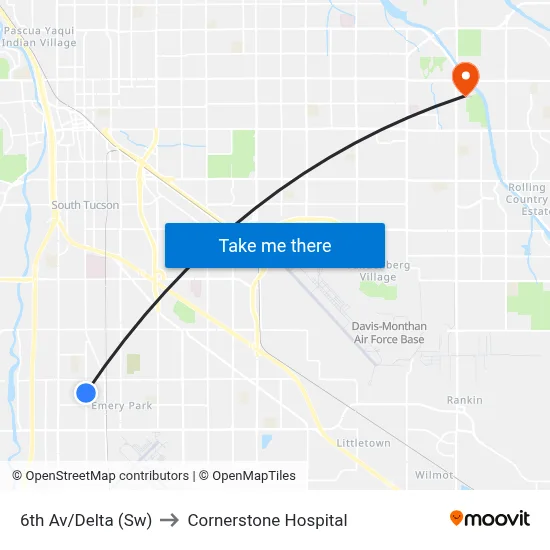 6th Av/Delta (Sw) to Cornerstone Hospital map