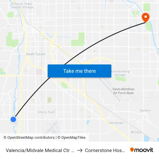 Valencia/Midvale Medical Ctr (Ne) to Cornerstone Hospital map