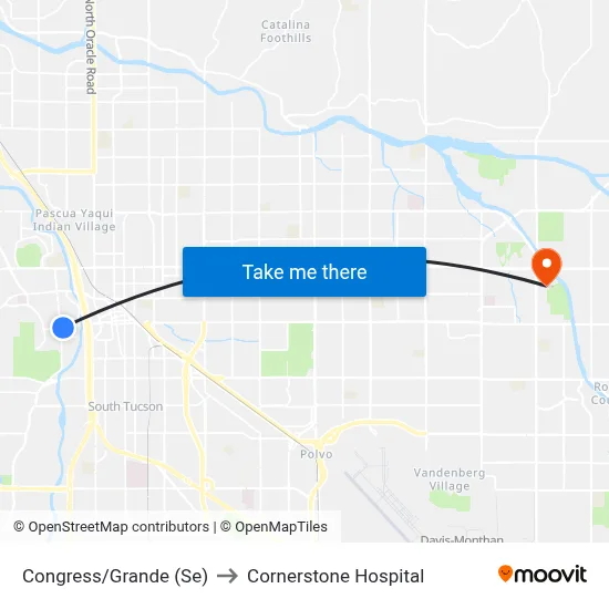 Congress/Grande (Se) to Cornerstone Hospital map