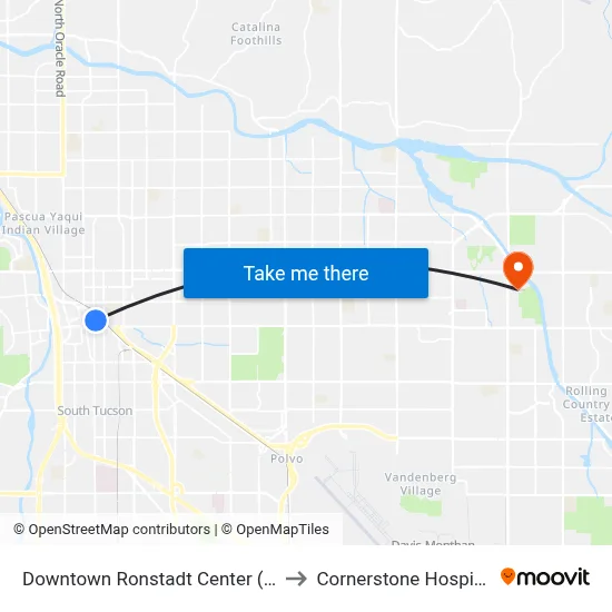 Downtown Ronstadt Center (C) to Cornerstone Hospital map