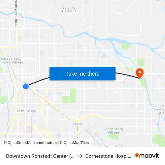 Downtown Ronstadt Center (K) to Cornerstone Hospital map