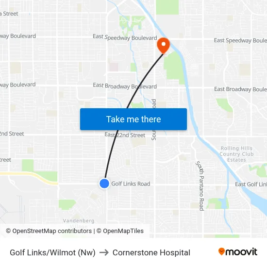 Golf Links/Wilmot (Nw) to Cornerstone Hospital map