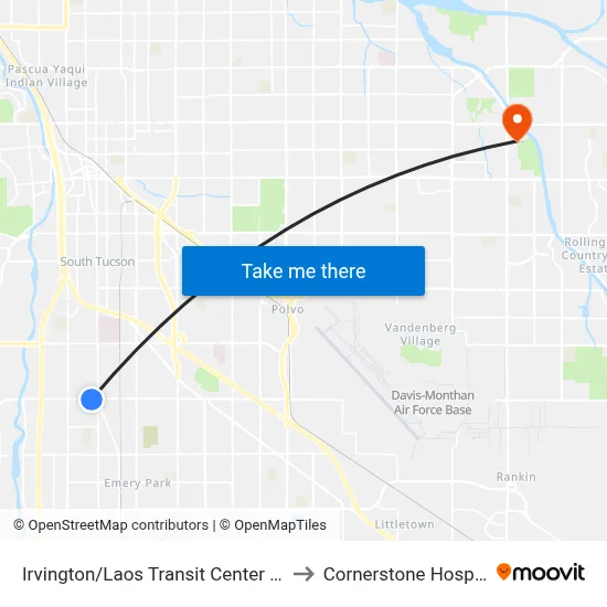 Irvington/Laos Transit Center (Se) to Cornerstone Hospital map