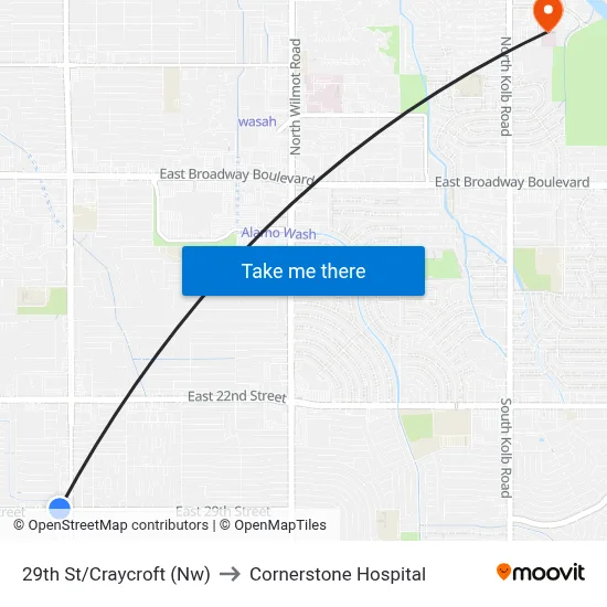29th St/Craycroft (Nw) to Cornerstone Hospital map