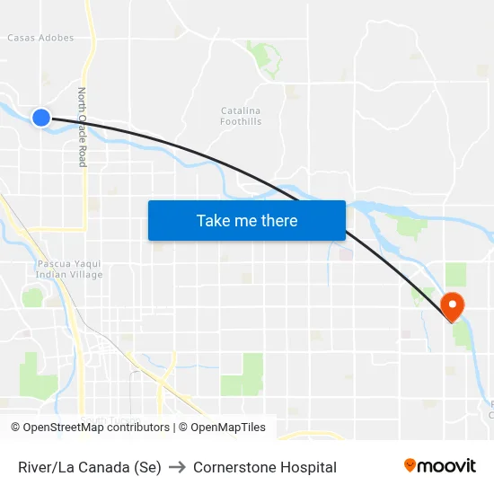 River/La Canada (Se) to Cornerstone Hospital map