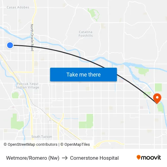 Wetmore/Romero (Nw) to Cornerstone Hospital map