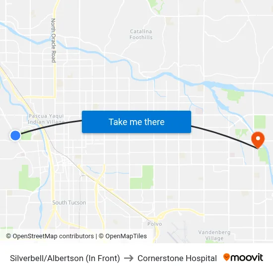 Silverbell/Albertson (In Front) to Cornerstone Hospital map