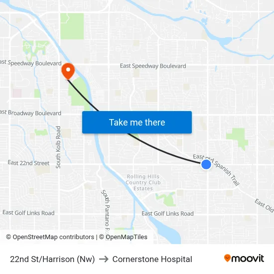 22nd St/Harrison (Nw) to Cornerstone Hospital map