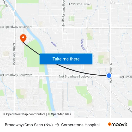 Broadway/Cmo Seco (Nw) to Cornerstone Hospital map