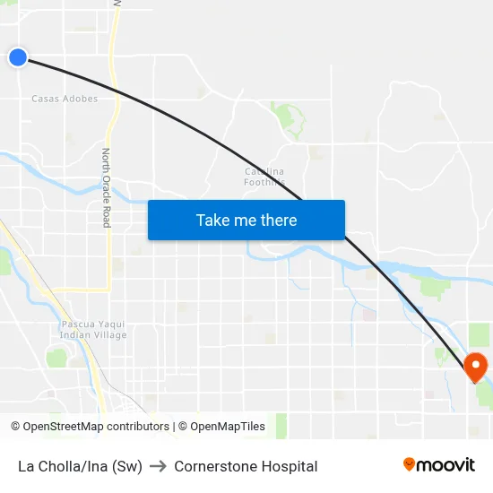 La Cholla/Ina (Sw) to Cornerstone Hospital map
