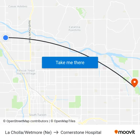 La Cholla/Wetmore (Ne) to Cornerstone Hospital map