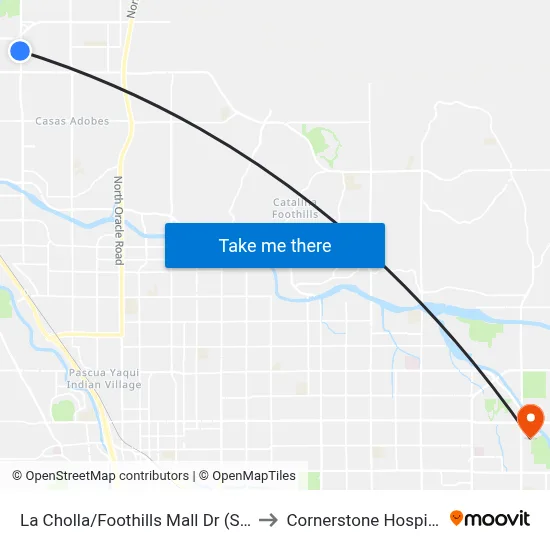 La Cholla/Foothills Mall Dr (Sw) to Cornerstone Hospital map