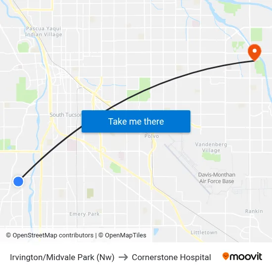Irvington/Midvale Park (Nw) to Cornerstone Hospital map