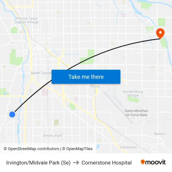 Irvington/Midvale Park (Se) to Cornerstone Hospital map