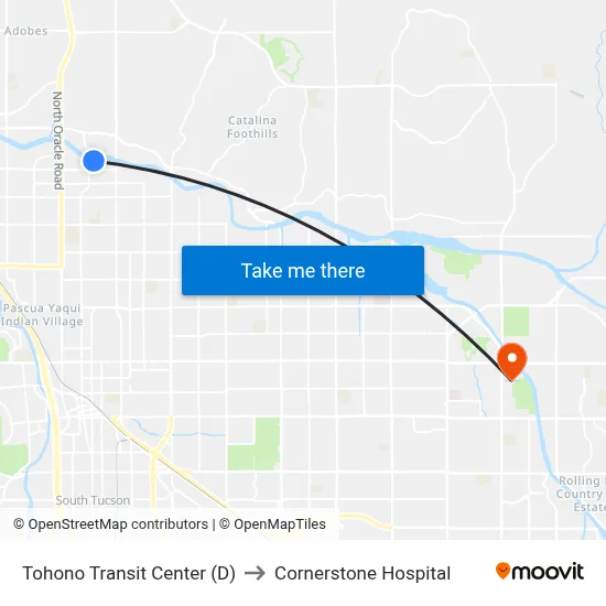 Tohono Transit Center (D) to Cornerstone Hospital map