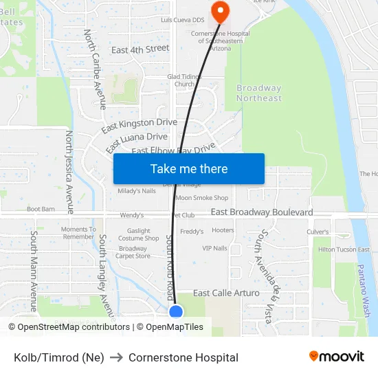 Kolb/Timrod (Ne) to Cornerstone Hospital map