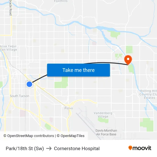 Park/18th St (Sw) to Cornerstone Hospital map