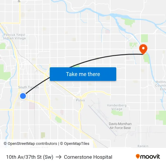 10th Av/37th St (Sw) to Cornerstone Hospital map
