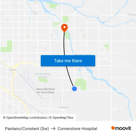 Pantano/Constant (Sw) to Cornerstone Hospital map