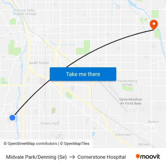 Midvale Park/Denning (Se) to Cornerstone Hospital map